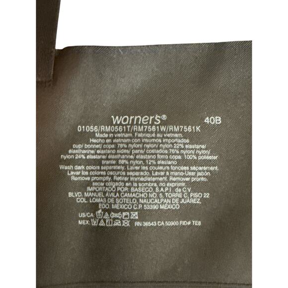 Warners Women's Underarm-Smoothing Comfort Wireless T-Shirt Bra SZ 40B Black NWT - Picture 6 of 8